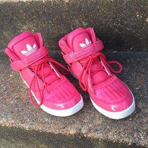 Adidas Ortholite pink high tops Like New